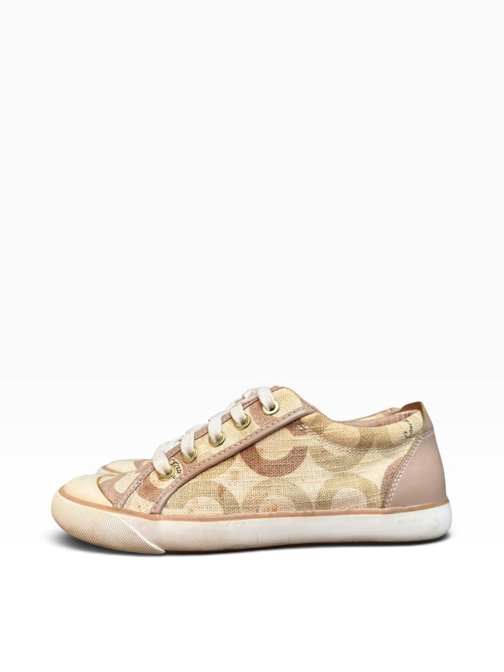 Coach Women’s Beige Barrett Signature Sneakers Shoes Size 7 - Picture 2 of 14
